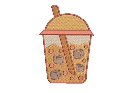 Bubble Tea Embroidery Design